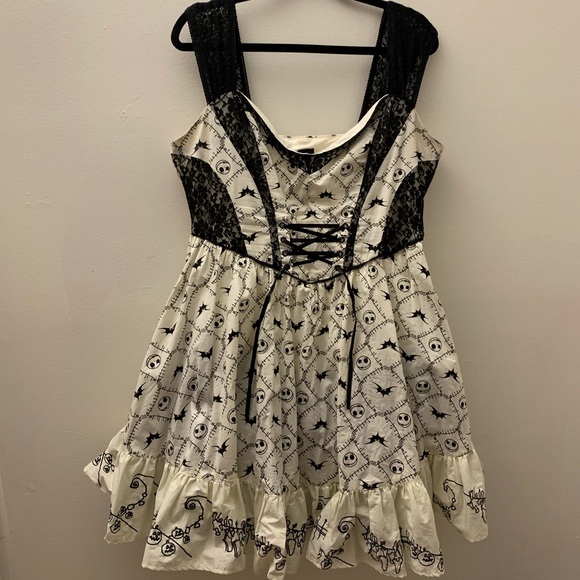 white christmas dresses Nightmare Before Christmas Sally Fishnet Cut-Out Mini Dress S main image 1